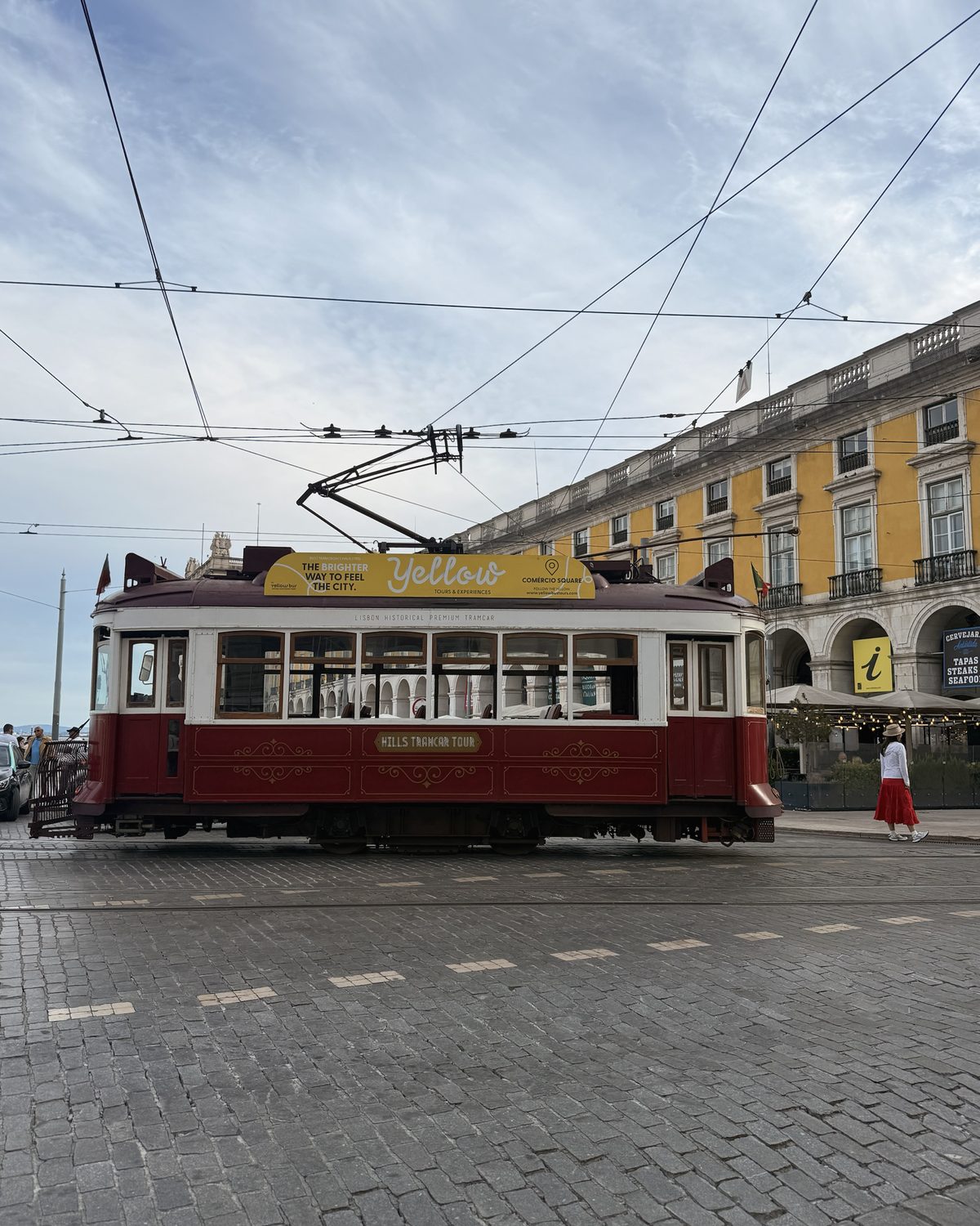 Lisbon tram and soft city light